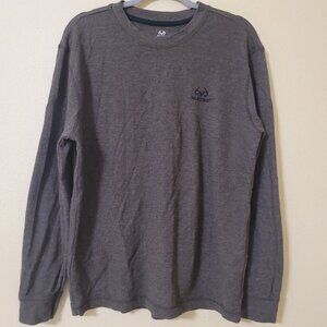 TEAM Realtree Thermal Mens XL Shirts‎ Brown Waffle Knit Crew Long Sleeve Hunting